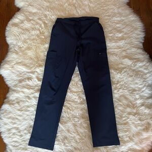 Navy blue high waisted straight leg Adar scrub pants